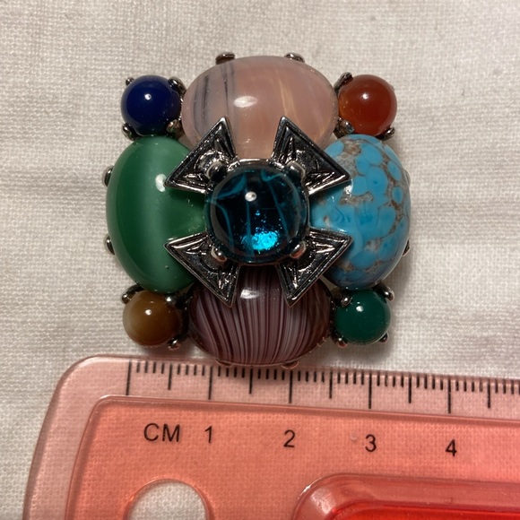 Joan Rivers Multi Colour Stones, Crystals & Rhinestone Brooch. Flowers & Cross. - Picture 6 of 12